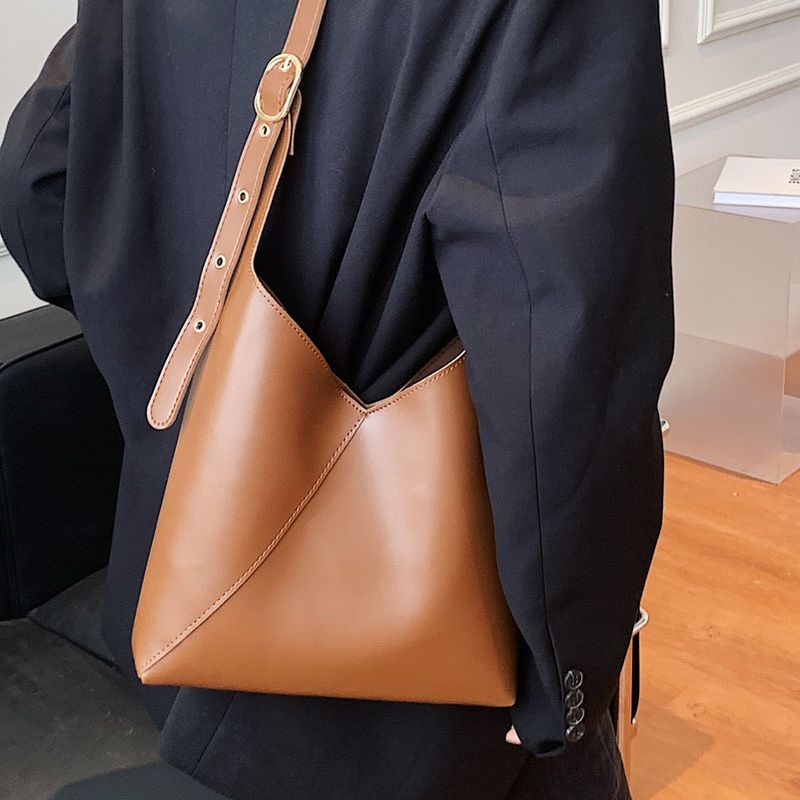 Fashion Retro Solid Color Large-capacity Messenger One-shoulder Bucket Bag Wholesale Nihaojewelry