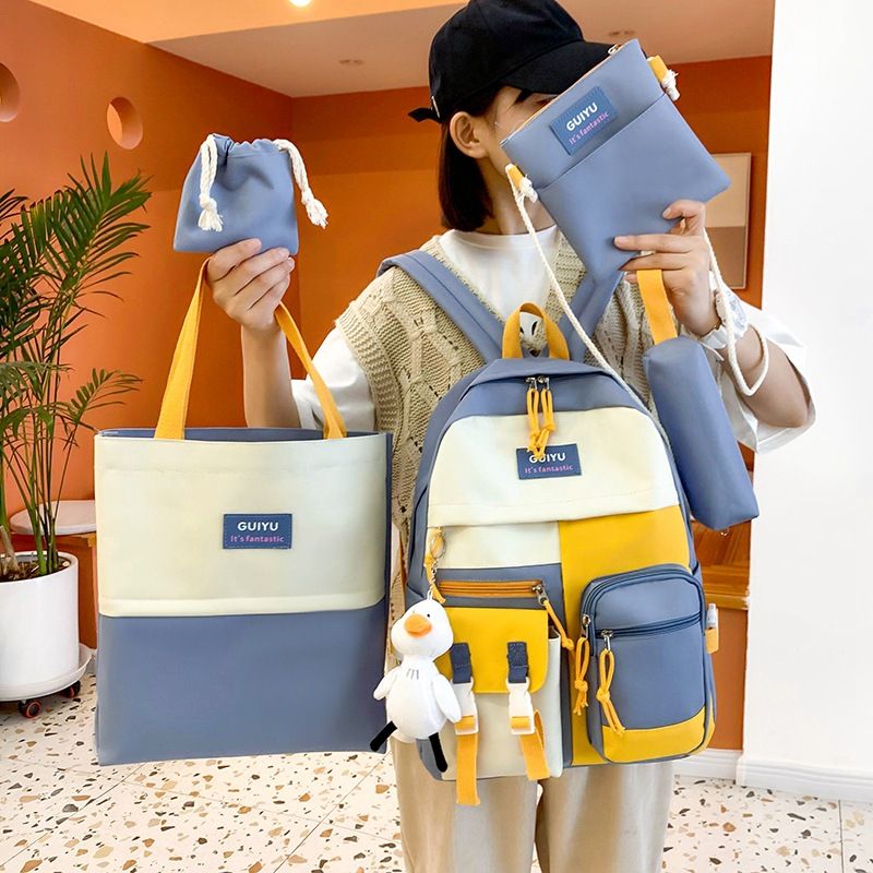 Canvas Großraum-rucksack Im Koreanischen Stil In Kontrastfarbe Großhandel Nihaojewelry