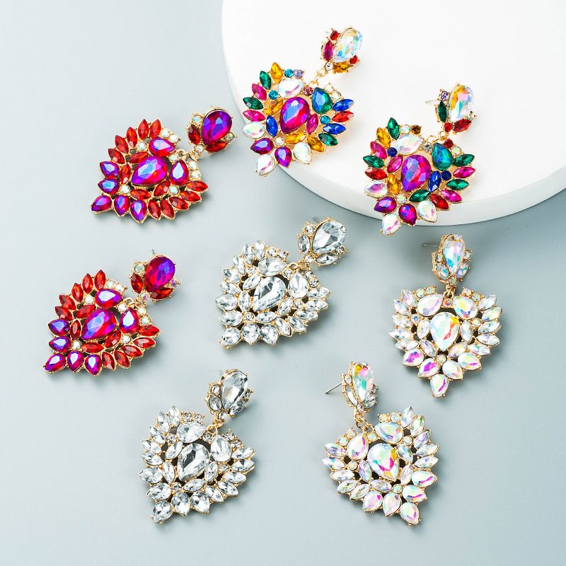 Fashion Alloy Color Rhinestone Water Drop Shaped Earrings Wholesale Nihaojewelry