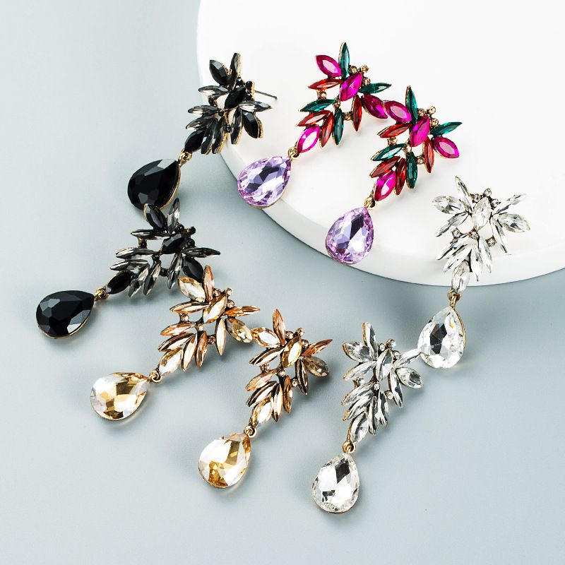 New Fashion Drop-shaped Pendant Alloy Diamond Earrings Wholesale Nihaojewelry