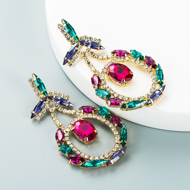 Cherry Shape Color Rhinestone Pendant Earrings Wholesale Nihaojewelry