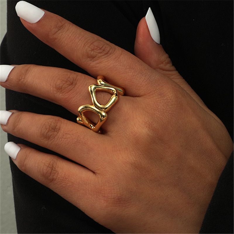 European And American Fashion Personality High-end Metal Love Retro Wild Open Copper Ring