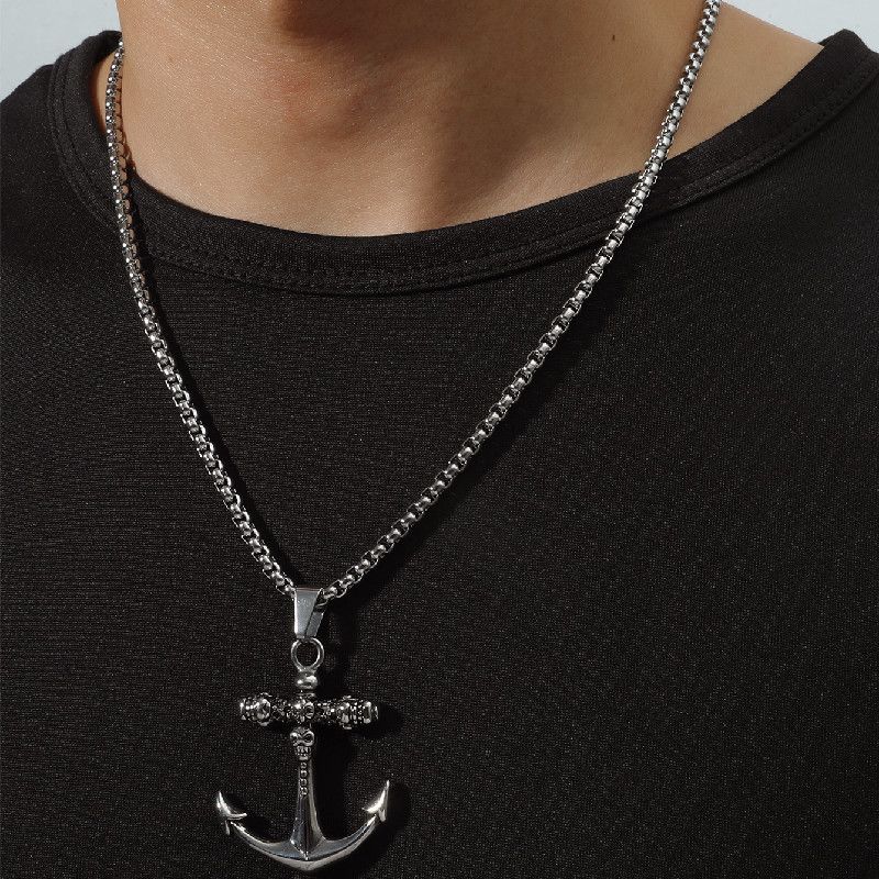 New European And American Hip-hop Rock Fashion Personality Trend Anchor Titanium Steel Necklace