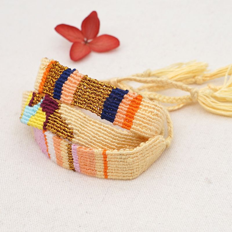Ethnischen Stil Farbige Baumwolle Gewebt Elastisches Armband Großhandel Schmuck Nihaojewelry