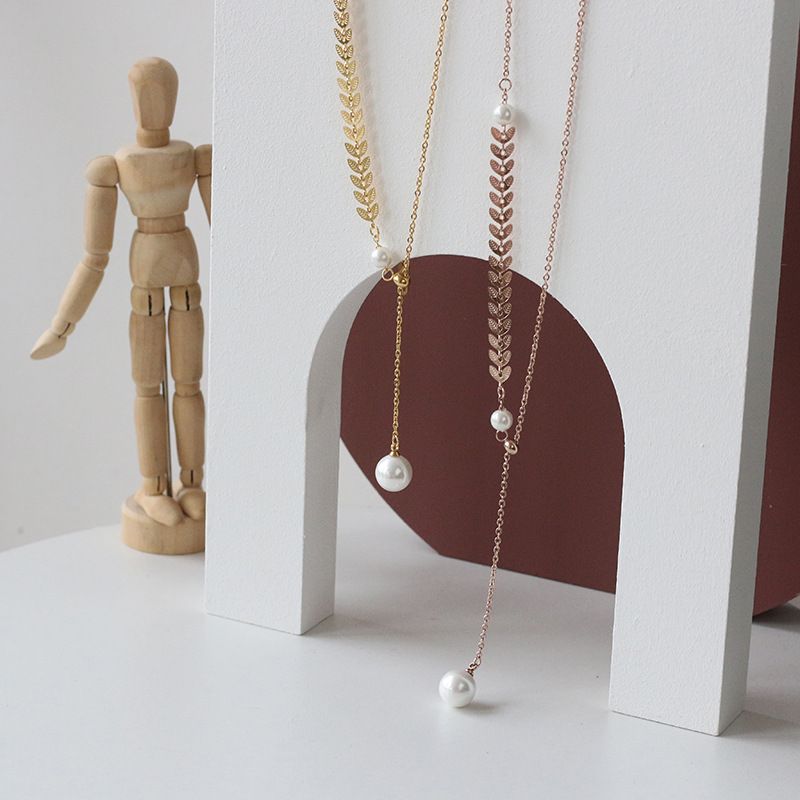 Weizenohrperle Y-förmige Verstellbare Perle Titanstahl Halskette Großhandel Nihaojewelry