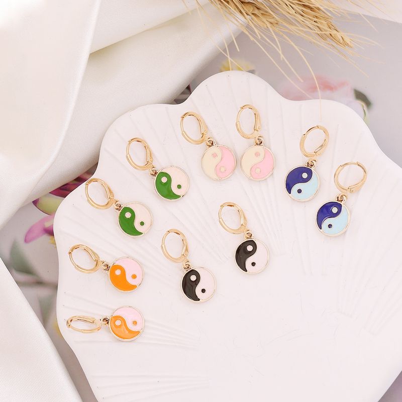 Retro Clashing Color Tai Chi Earrings Wholesale Nihaojewelry