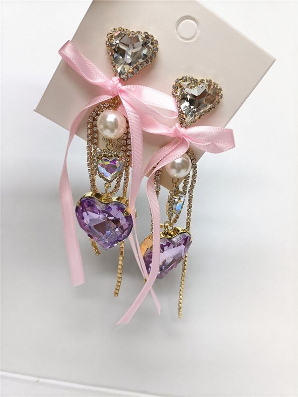 Boucles D&#39;oreilles Noeud En Cristal Coeur Coréen En Gros Nihaojewelry