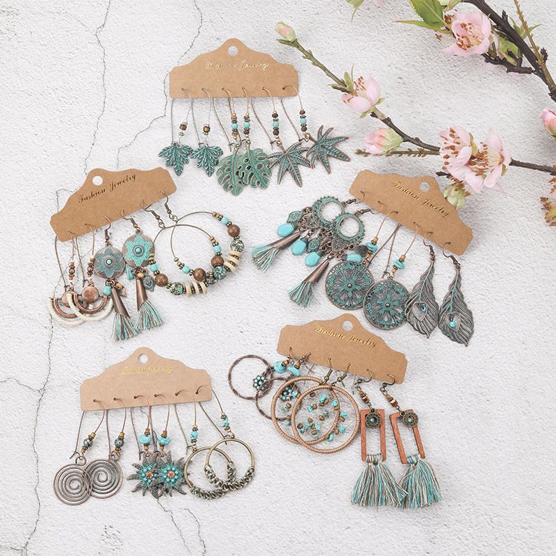 Bohemian 3-piece Hollow Tassel Earring Set Wholesale Nihaojewelry