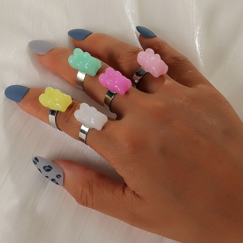 Fashion Simple Solid Color Resin Multi-color Bear Ring Wholesale Nihaojewelry