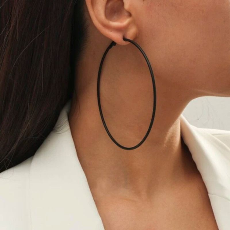 Simple Black Thin Circle Earrings Wholesale Nihaojewelry