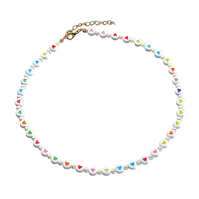 New Acrylic Handmade Bead Heart Necklace Bracelet Anklet Wholesale Nihaojewelry