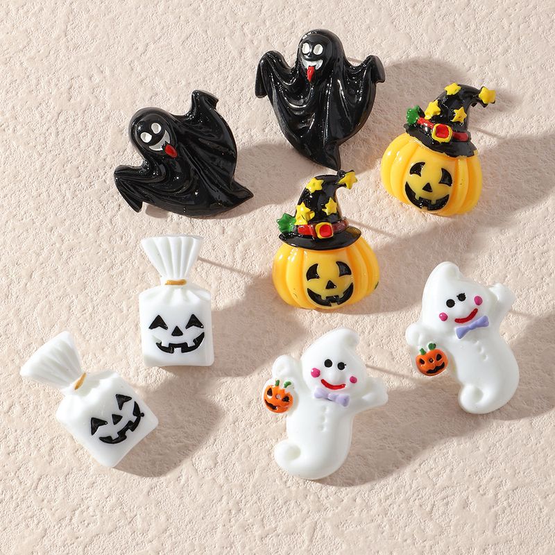 Ez3817 Cross-border European And American New Halloween Earrings Simulation Plastic Ghost Face Pumpkin Death Ghost Festival Earrings