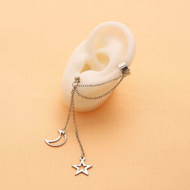 Retro Alloy Five-pointed Star Moon Non-pierced Ear Clips Wholesale Jewelry Nihaojewelry