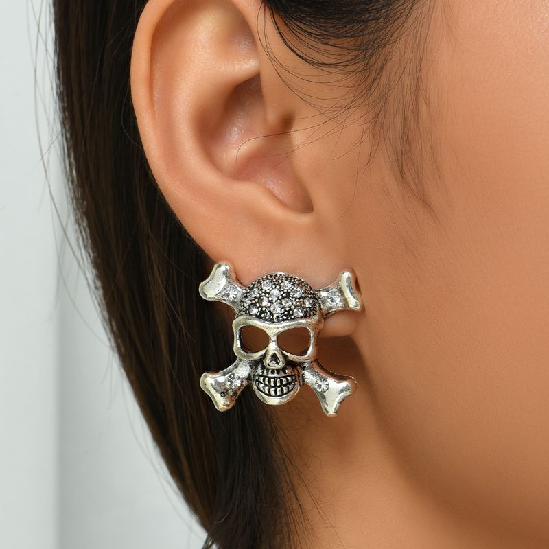 Boucles D&#39;oreilles Pendentif Crâne De Diamant De Style Punk Halloween En Gros Nihaojewelry