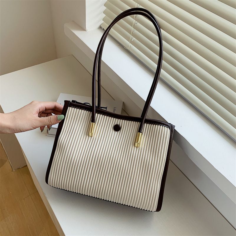 Fashion Contrast Color Stripe Large-capacity Shoulder Fold Tote Bag Wholesale Nihaojewelry