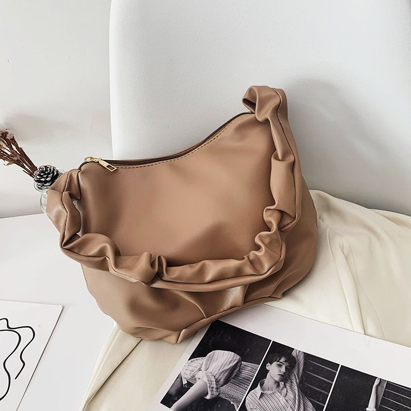 Fashion Solid Color Shoulder Folds Bag Wholesale Nihaojewelry