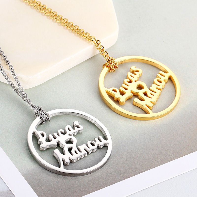 Titanium Steel 18K Gold Plated Fashion Plating Letter Pendant Necklace