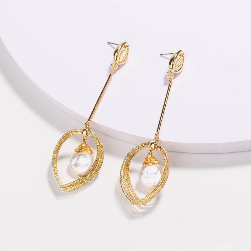 Simple Drop Pendant Pearl Long Tassel Earrings Wholesale Nihaojewelry