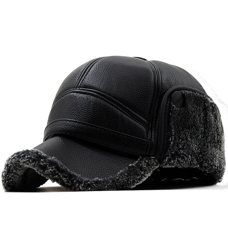 Simple Fashion Solid Color Warm Cotton Leather Hats Wholesale Nihaojewelry