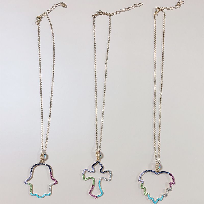 Einfache Farbe Diamant Geometrische Hohle Halskette Großhandel Schmuck Nihaojewelry
