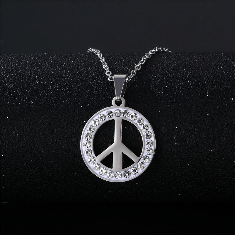 Simple Stainless Steel Anti-war Peace Sign Necklace Wholesale Nihaojewelry