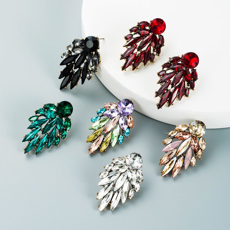 Mode Blätter Diamant Legierung Künstliche Edelsteine Ohrringe