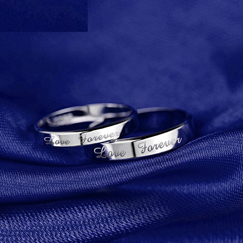 Wholesale Couple Ring S925 Silver Jewelry Vows To Love Lettering Index Finger Tail Ring