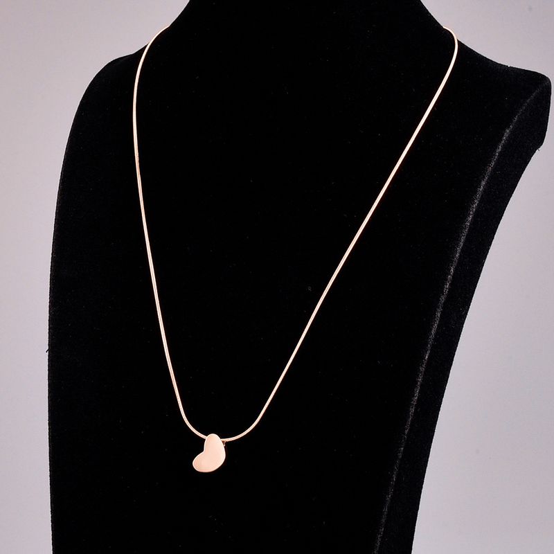 Simple Heart-shaped Solid Color Round Snake Titanium Steel Necklace
