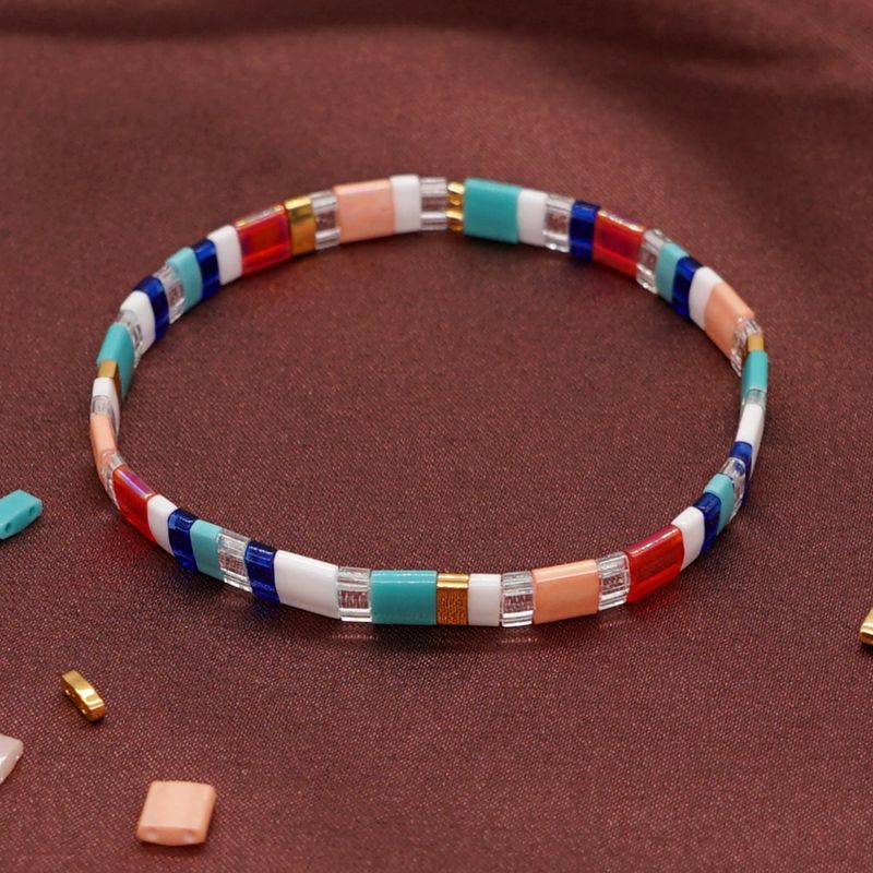 Bohemian Simple Rainbow Beaded European And American Stacking Bracelet