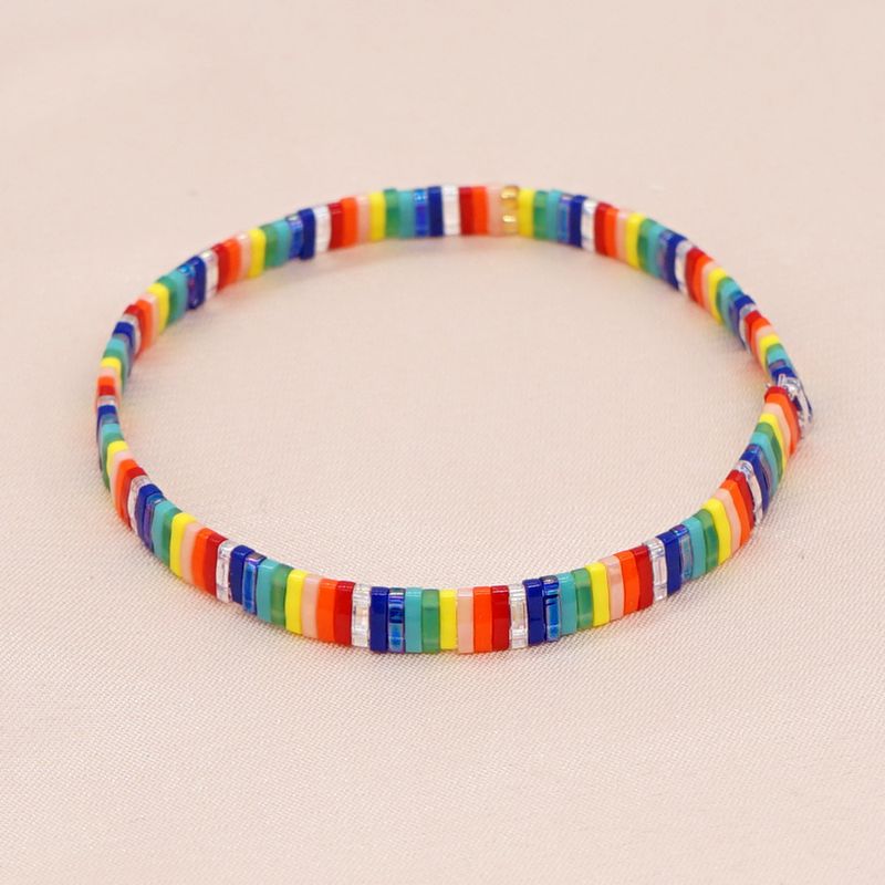 Bohemian Contrast Color Rainbow Miyuki Beads Stacking Bracelet