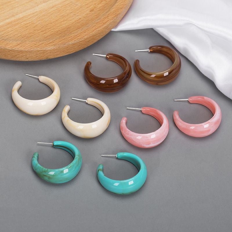 Neue Acryl Retro Geometrische C-förmige Ohrringe Mode Einfache Ohrringe