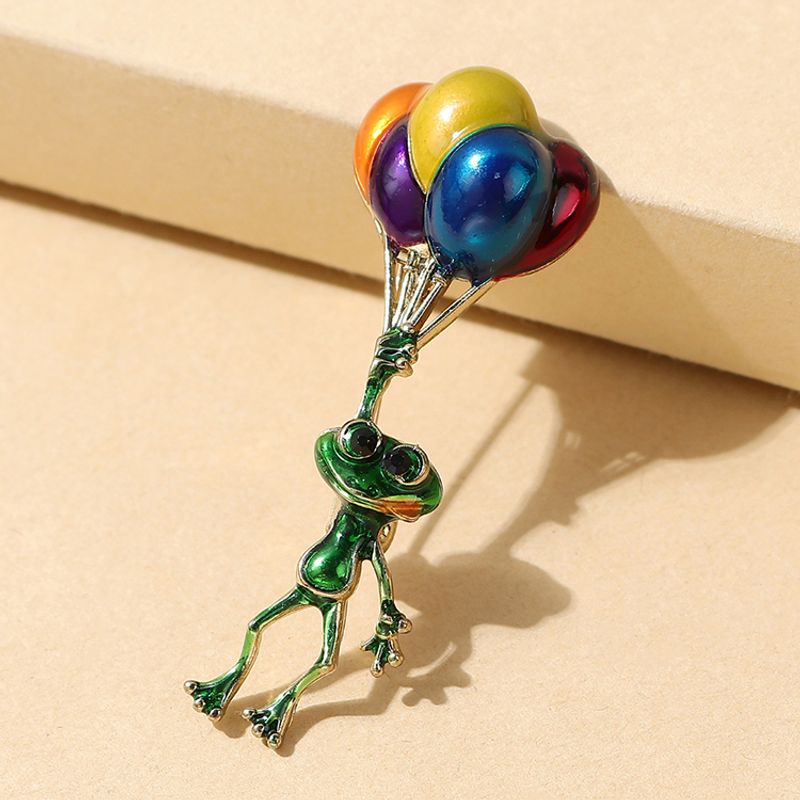 European Creative Drip Oil Frog Rainbow Balloon Alloy Brooch