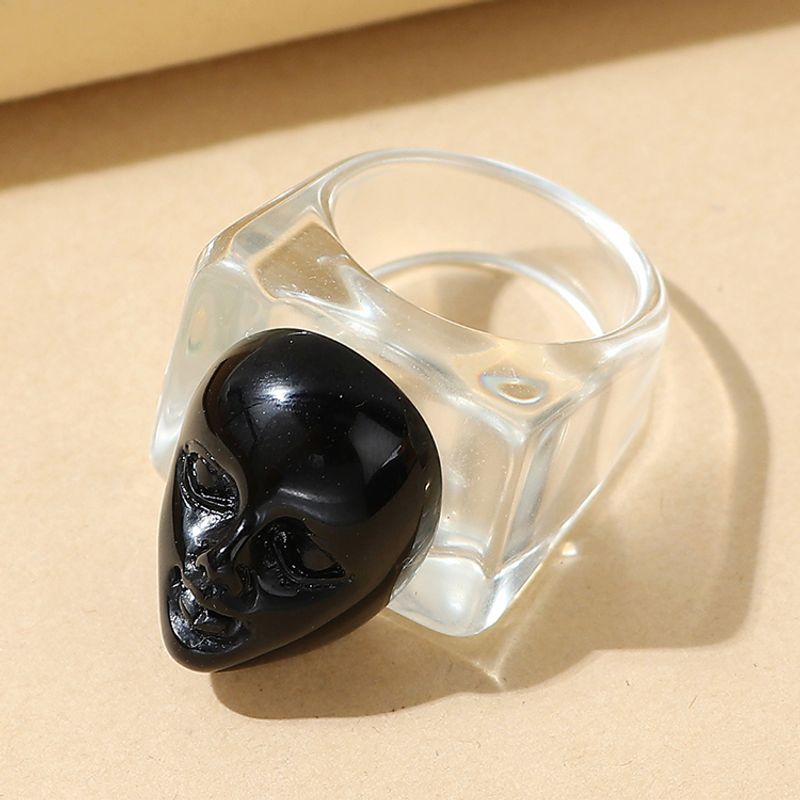 French Transparent Personality Creative Head Resin Ring