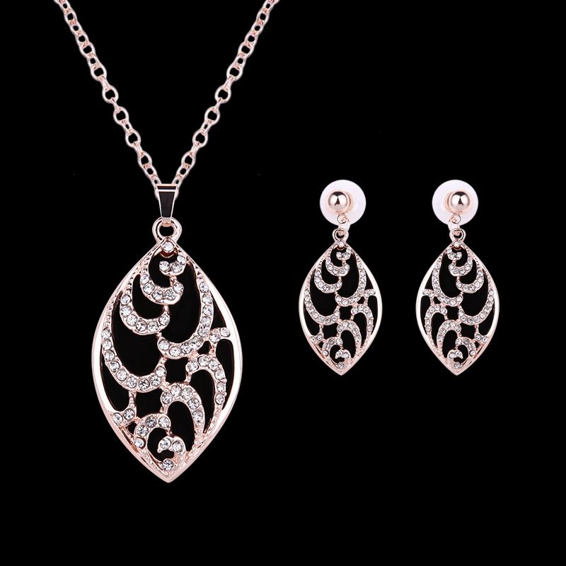 Bridal Wedding Gift Jewelry Necklace Earrings Two-piece Set