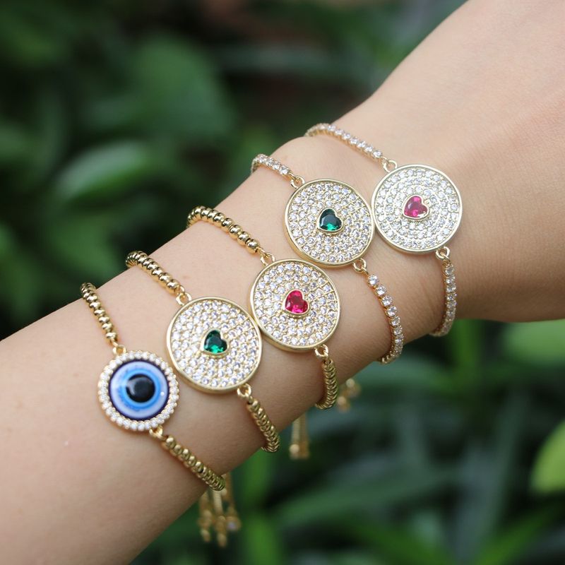 Copper Devil's Eye Jewelry Bracelet 18k Gold Inlaid Zircon Drip Oil Eye Bracelet Wholesale