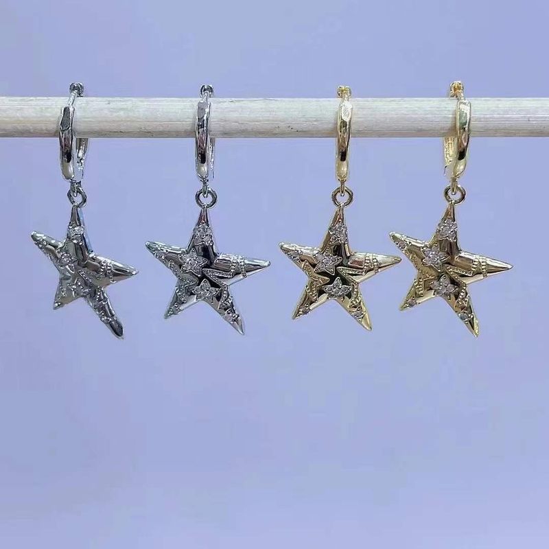 New Five-pointed Star Earrings Female Copper Earrings Wholesale