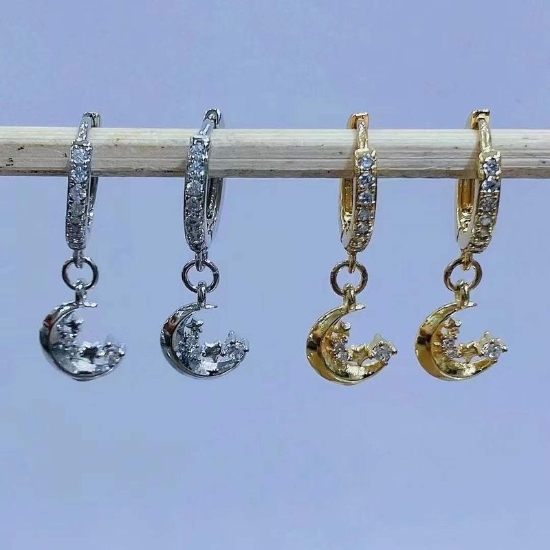 Korean Crescent Earrings Creative Moon Copper Earrings Wholesale