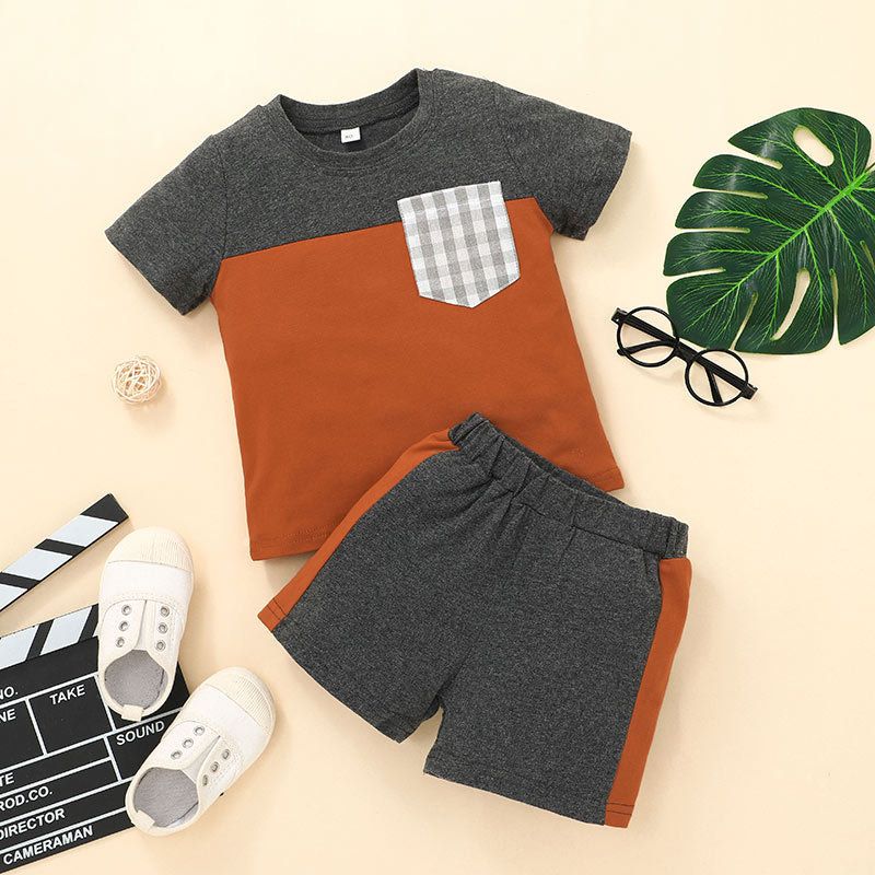 Casual Boys Short-sleeved T-shirt Shorts Two-piece Sports Suit