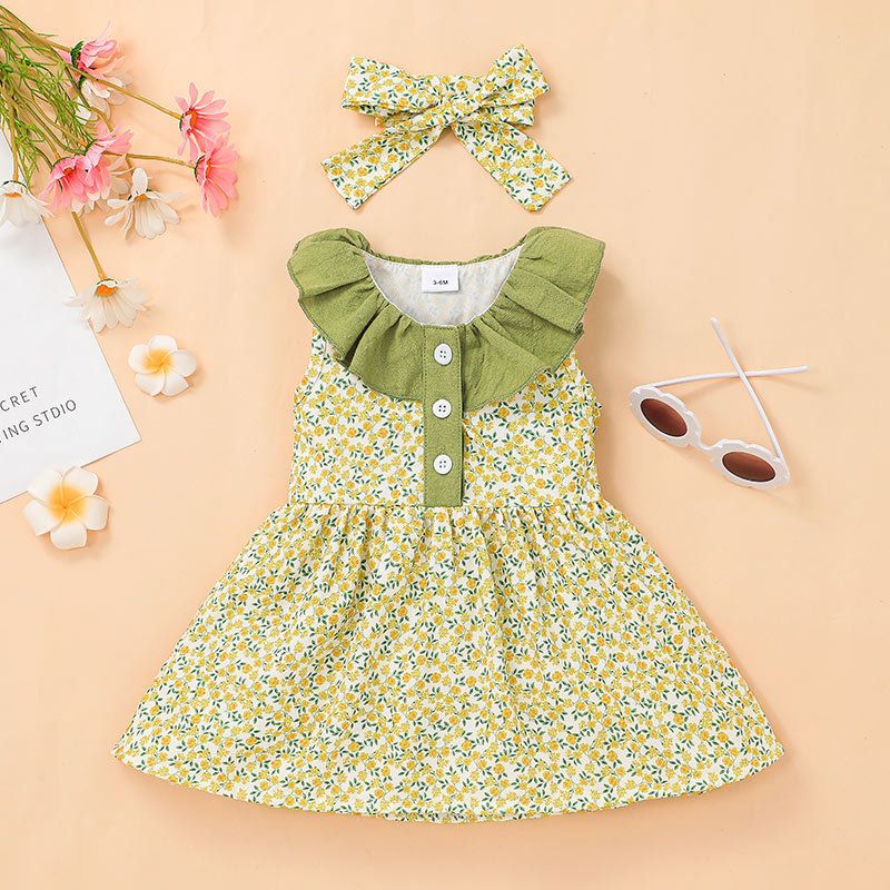 2022 Baby Floral Dress Spring And Summer Sweet Baby Sleeveless Printed Dress