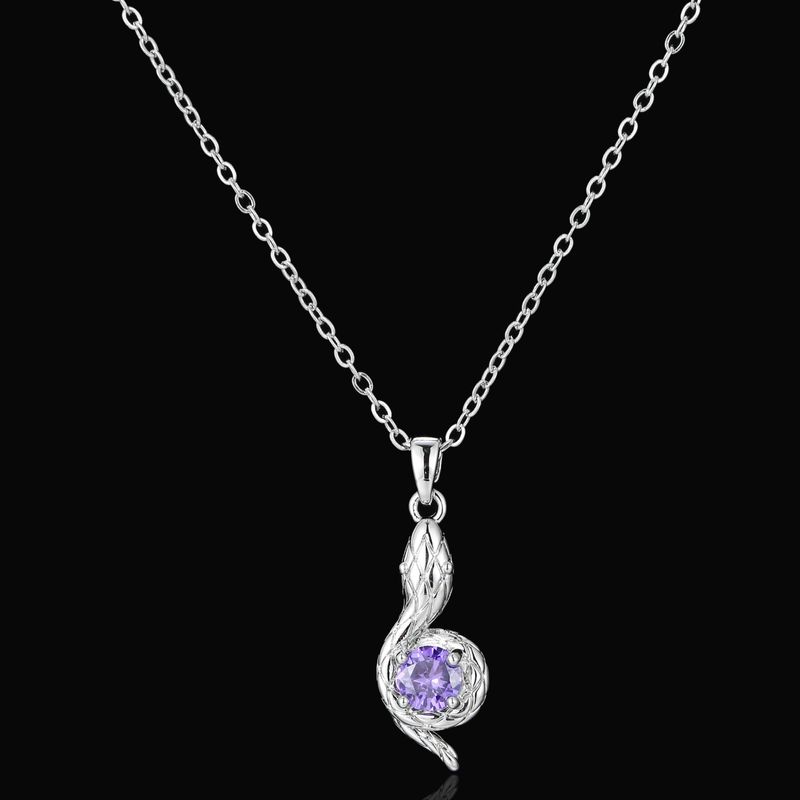 New Fashion Purple Rhinestone Pendant Snake Necklace