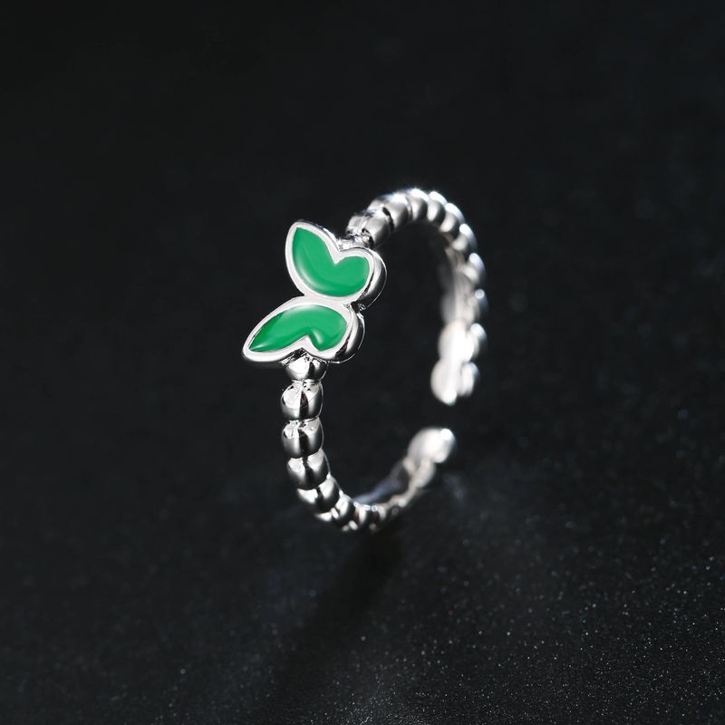 Simple Contrast Color Butterfly Ring Open Jewelry Ring