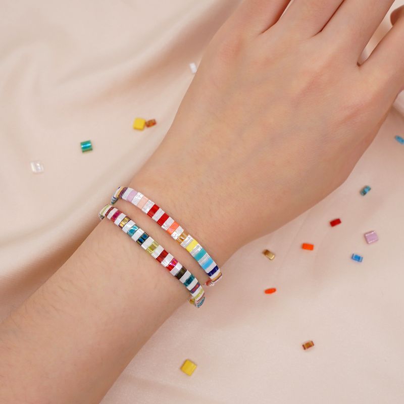 Mode Arc-en-ciel Blanc Perles Miyuki Personnalité Bracelet Européen Et Américain