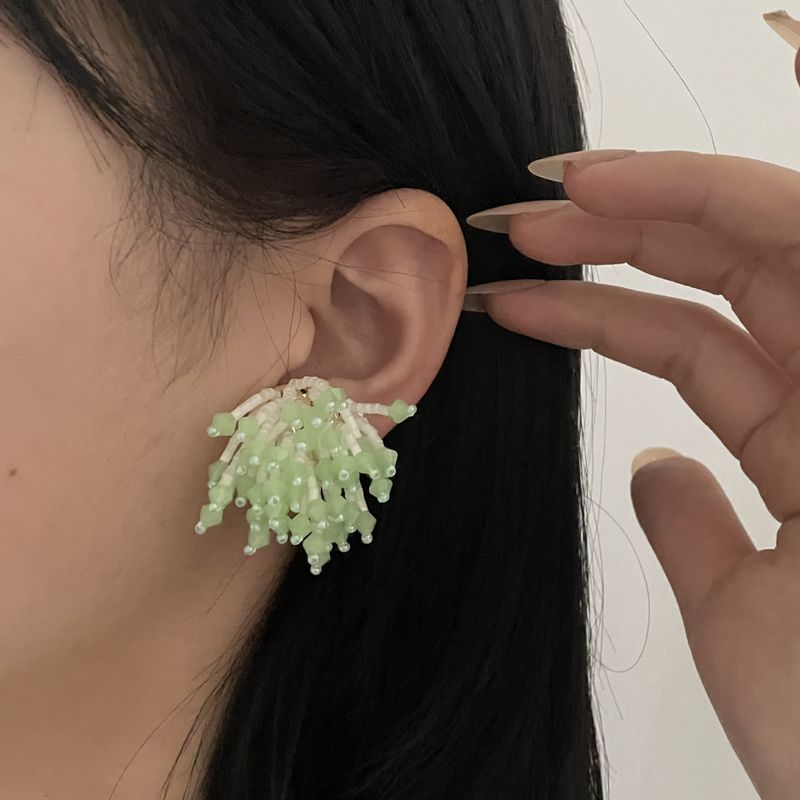 Blossom French Fantasy Sequin Beaded Tassel Luxury Earrings