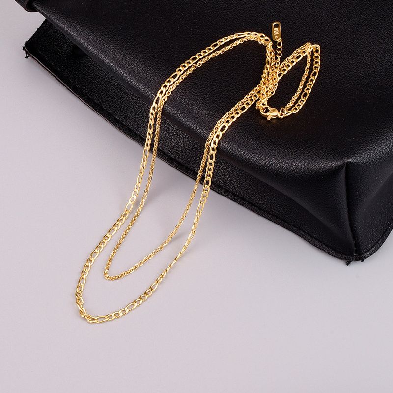 Retro Double-layer Titanium Steel Necklace Multi-layer Plated18k Gold Necklace