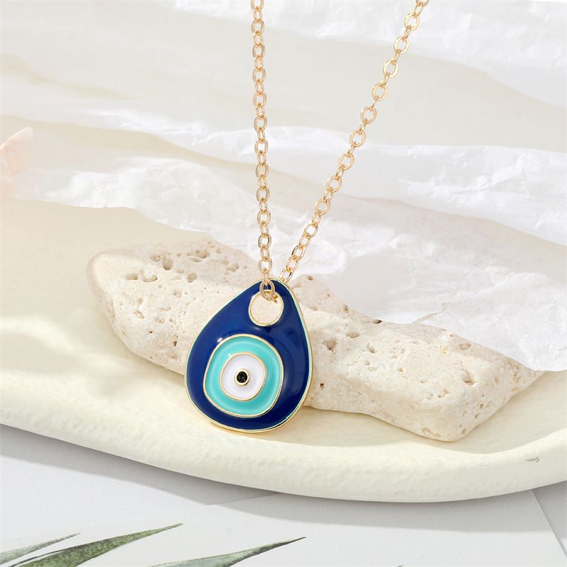 European Retro Simple Alloy Multi-layer Water Drop Eye Necklace Wholesale