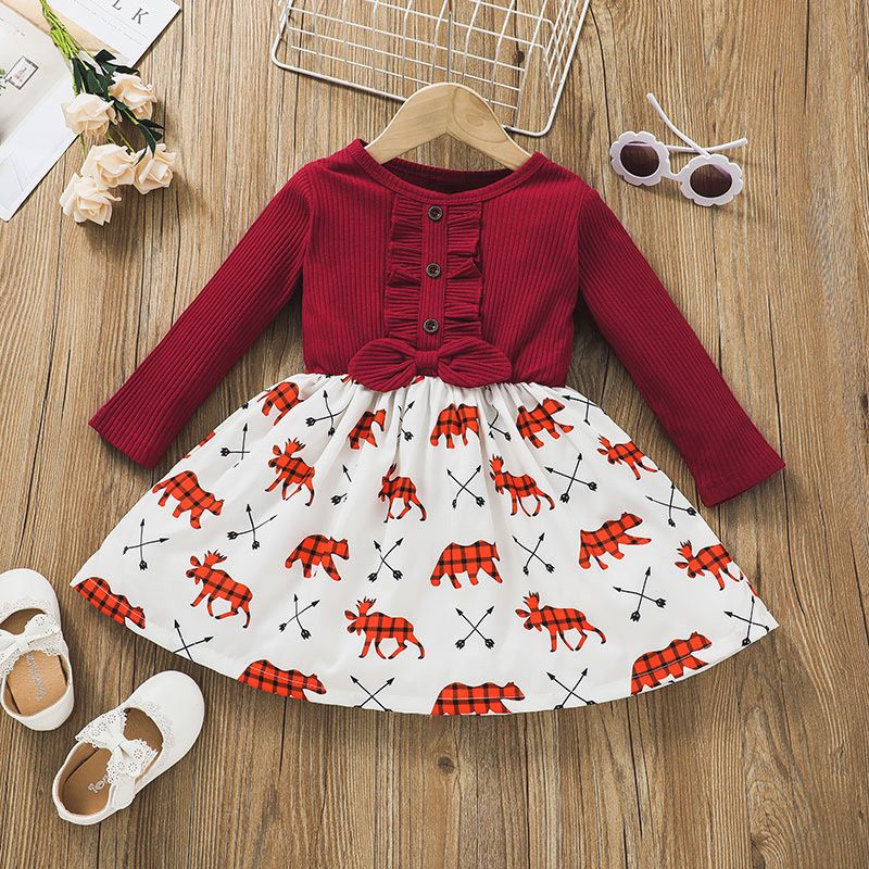 Fashion Skirt Clothing Casual Female Baby Strip Long-sleeved Stitching Skirt