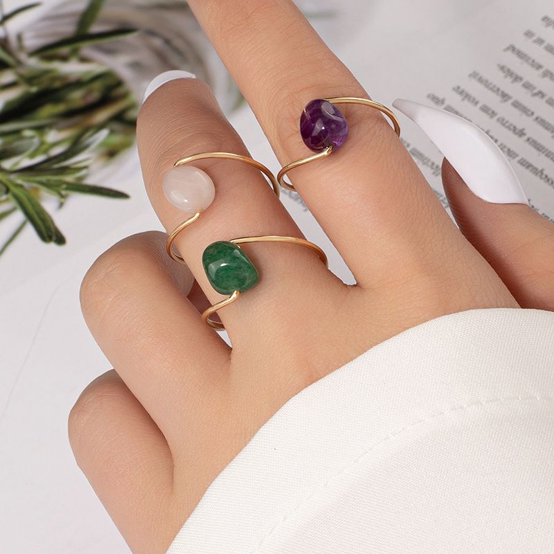 Beads Ring Female Niche Simple Retro Stone Ring Couple Ring