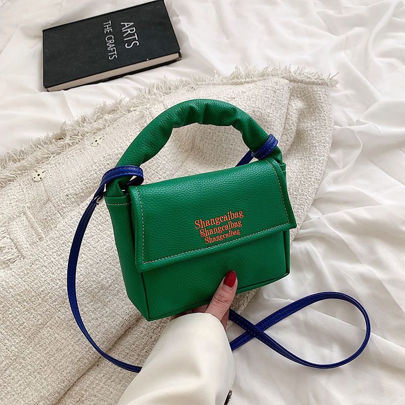 Fashion New Small Square Bag Contrast Color Shoulder Bag Retro Korean Large-capacity Messenger Bag