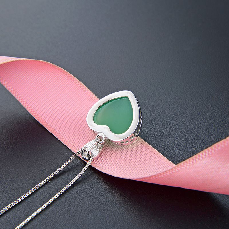 Creative Gemstone S925 Silver Heart Valentine's Day Pendant No Chain