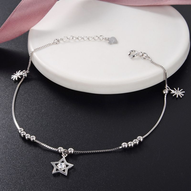 Diamond S925 Silver Zircon Anklet Ladies Star Jewelry Anklet Wholesale